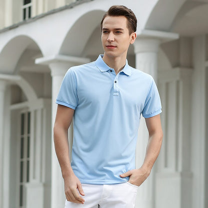 sanyamk Men 2022 Summer Brand New Business Casual Style Polo Shirts Men Short Sleeve Fashion Slim Solid Color Polo Shirt Tee Shirt Men