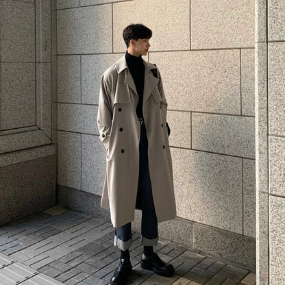 sanyamk Trench coat Brand New Spring Trench Korean Men's Fashion Overcoat Male Long Windbreaker Streetwear Men Coat Outer Wear Clothing