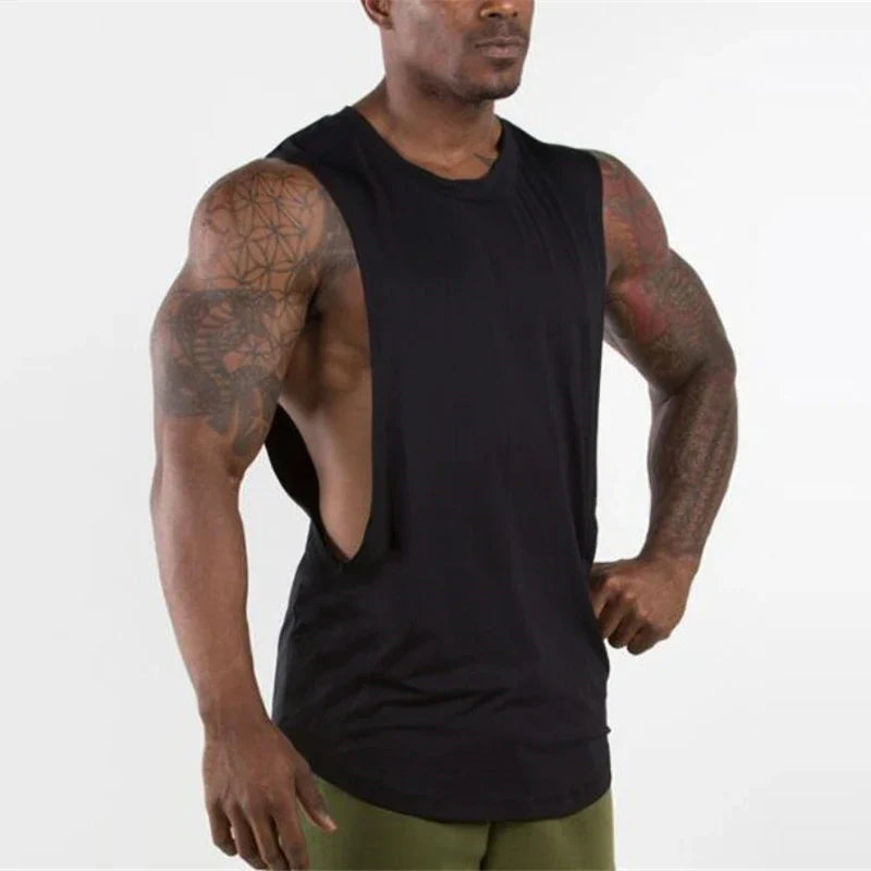 sanyamk Blank Gym Tank Top Men Fitness Clothing Mens Open Side Bodybuilding Tank Tops Summer Workout Sleeveless Vest Shirts Plus Size