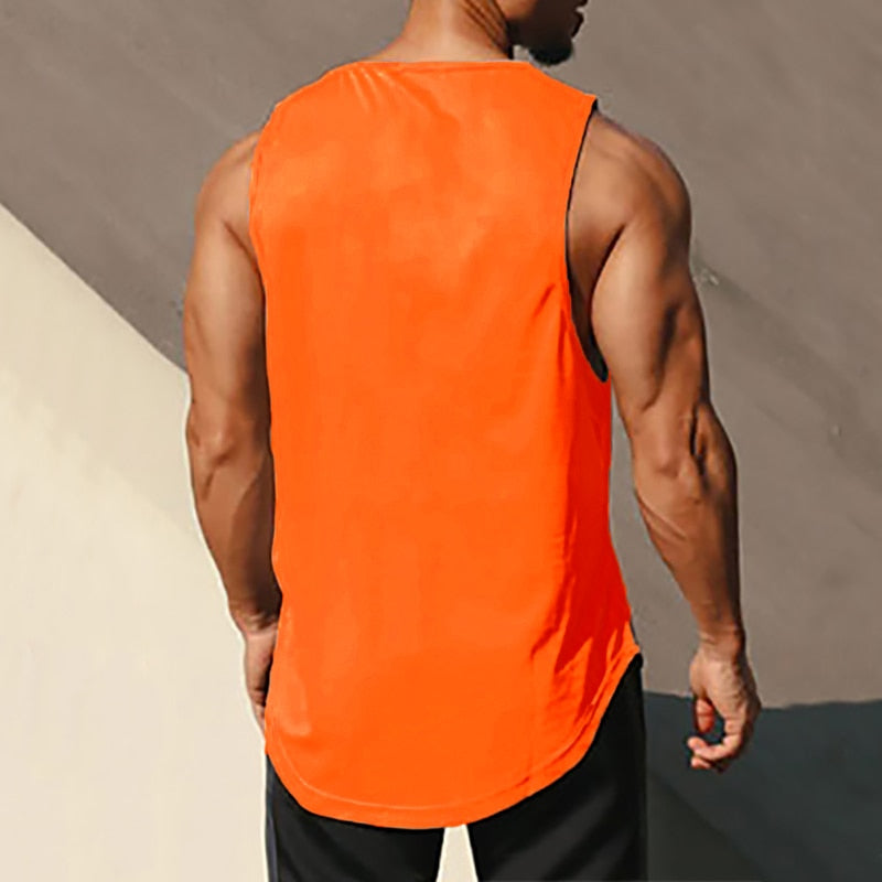 sanyamk Tank Top Men Mesh Quick Dry Bodybuilding Sleeveless Shirt Fitness Singlets Basketball Sportswear Muscle Vest Summer Clothing