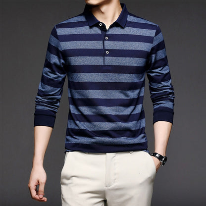 sanyamk Top Grade 2022 New Fashion Brand Striped Men Plain Polo Shirts For Men Casual Designer Long Sleeve Tops Men's Clothing