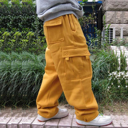 Bonsir Plus Size Hip Hop Joggers Sweatpants for Men and Women Streetwear Big Pocket Cargo Pants Casual Straight Loose Baggy Trousers