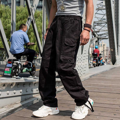 Bonsir Trendy Loose Baggy Cargo Pants Men Casual Tactical Trousers Leg Pocket Straight Pants Hiphop Harem Streetwear Clothing