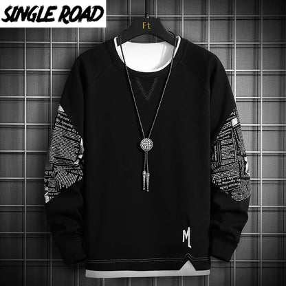 sanyamk  Crewneck Sweatshirt Men  Spring Harajuku Oversized Japanese Streetwear Black Hoodie Men Sweatshirts Hoodies Male