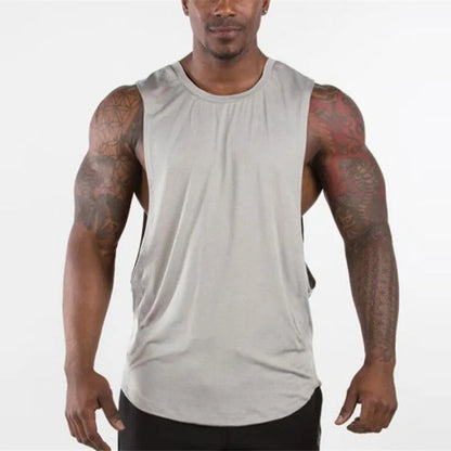 sanyamk Blank Gym Tank Top Men Fitness Clothing Mens Open Side Bodybuilding Tank Tops Summer Workout Sleeveless Vest Shirts Plus Size