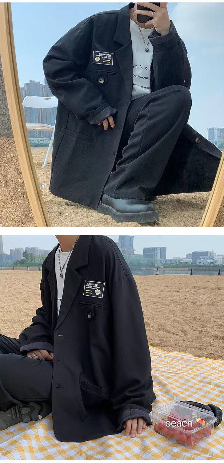 sanyamk Men's Streetwear Suit Jackets Casual Fashion Single Western-style Clothes Blazers Khaki/black Color Coats Plus Size S-3XL