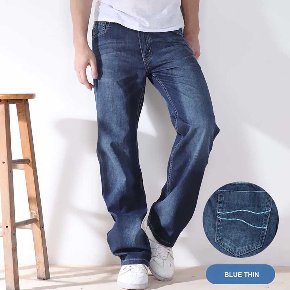 sanyamk New Fashion Men Jeans Cowboy Straight Loose Baggy Harem Denim Pants Casual Cotton Wide Leg Trousers Blue Plus Size 27-48