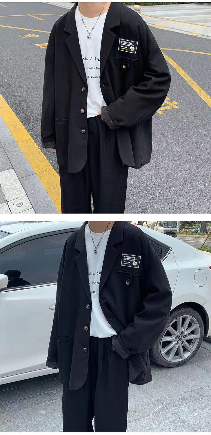 sanyamk Men's Streetwear Suit Jackets Casual Fashion Single Western-style Clothes Blazers Khaki/black Color Coats Plus Size S-3XL