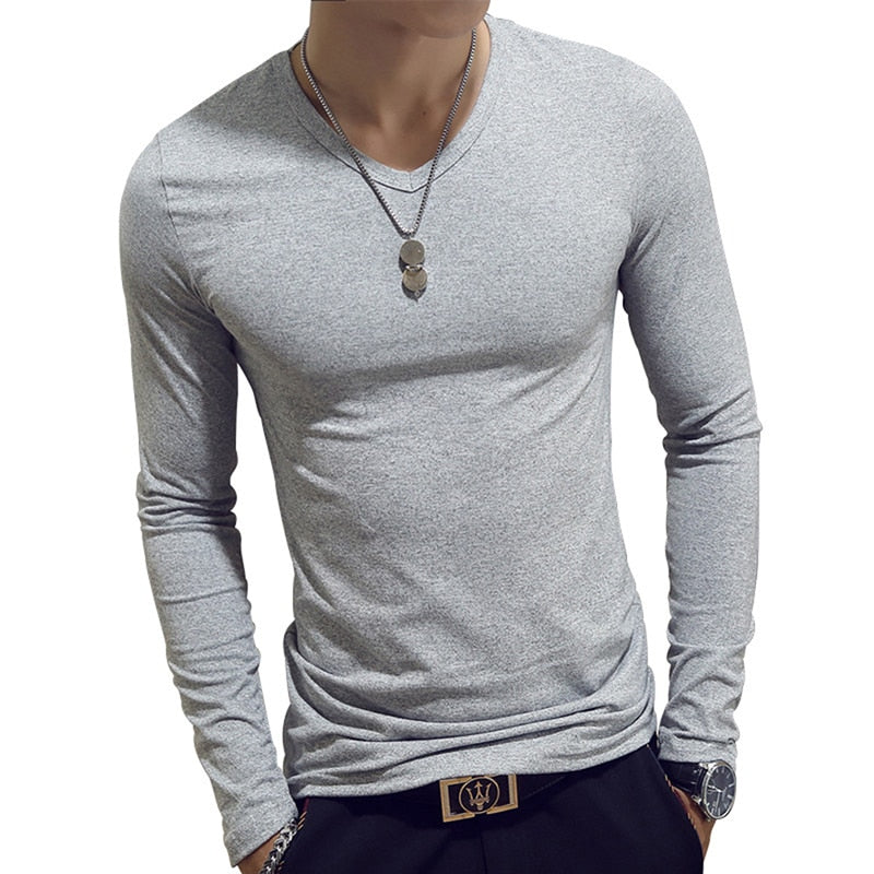 sanyamk Turtleneck For Men Solid Color Slim Elastic Thin Pullover Spring Autumn Underwear Turtleneck Men Knitting Blouse Base Tshirt Top