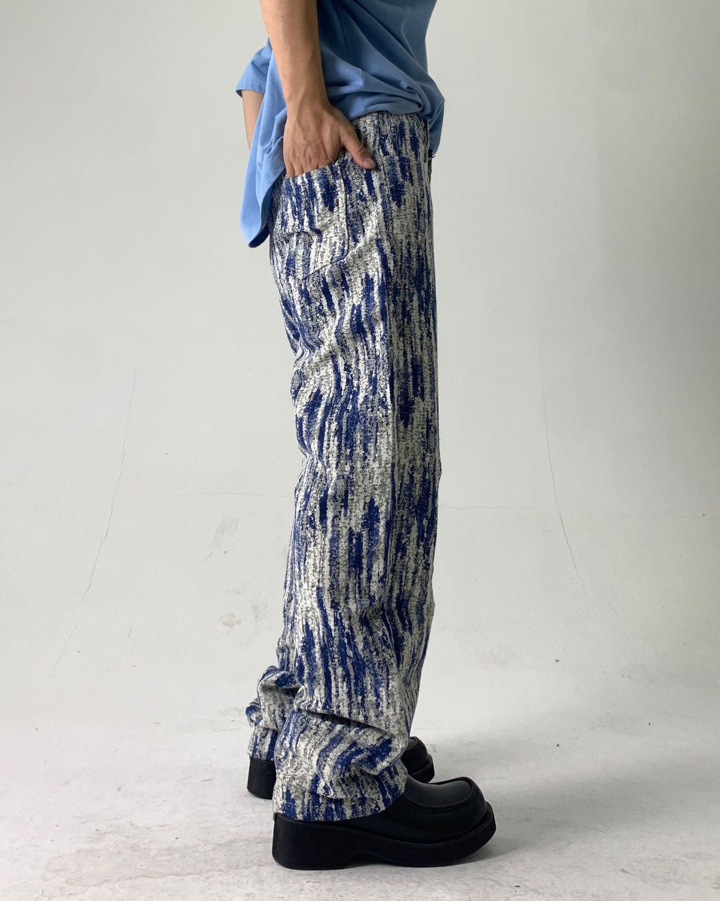 sanyamk New Arrival Striped Drape Tie Dye Straight Men Baggy Jeans Pants Casual Women Vintage Denim Trousers Pantalones Casuales