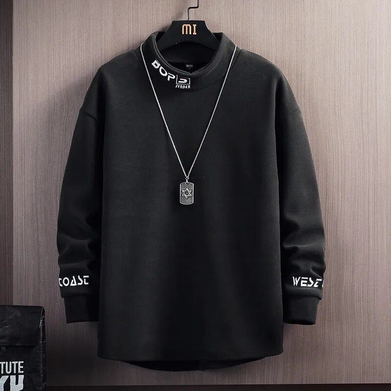 Bonsir Casual Sweatshirts Men Stand Collar Long Sleeve Fashion Hoodies Spring Autumn New Men Tops Streetwear Solid Color  Sweatshirts