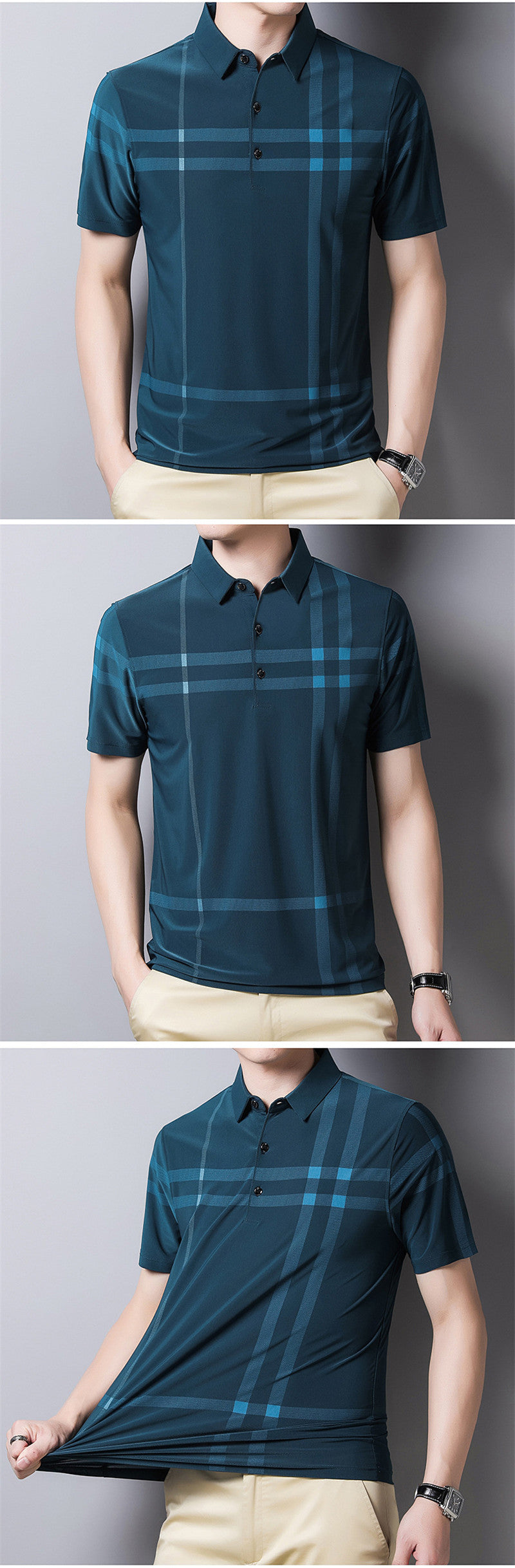 sanyamk 2022 Fashion Brand Men Polo Shirt Summer Cool Thin Shirt for Men Short Sleeve Striped Casula Male Polo Shirt Korean Clothing