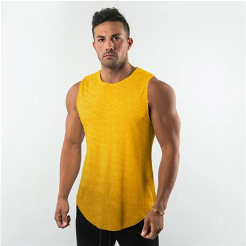 sanyamk Mens Plain Mesh Running Vest Summer Quick Dry Gym Clothing Bodybuilding Fitness Tank Top Sleeveless T Shirt Workout Singlets