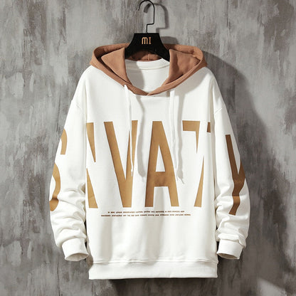 Bonsir Fall Trendy Letter Printing Hoodies Sweatshirts For Men Korean Style High Street Hip Hop Casual Loose Youthful Handsome Pullover