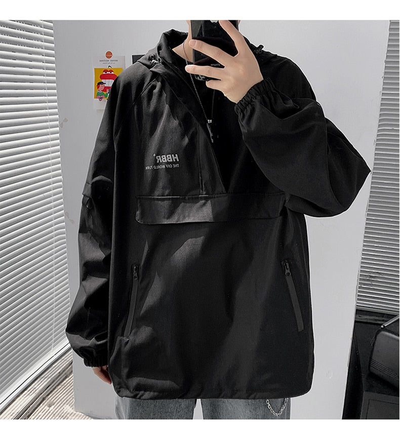 sanyamk New Fashion Mens Jacket Mulit Pocket Cargo Jackets Steetwear Autumn Hip Hop Windbreaker Coats Korean Fashion Hooded Coat