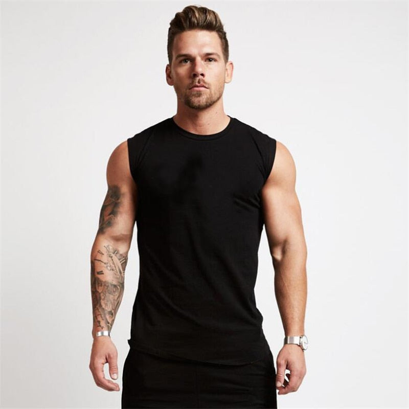 sanyamk Summer Compression Gym Tank Top Men Cotton Bodybuilding Fitness Sleeveless T Shirt Workout Clothing Mens Sportswear Muscle Vests