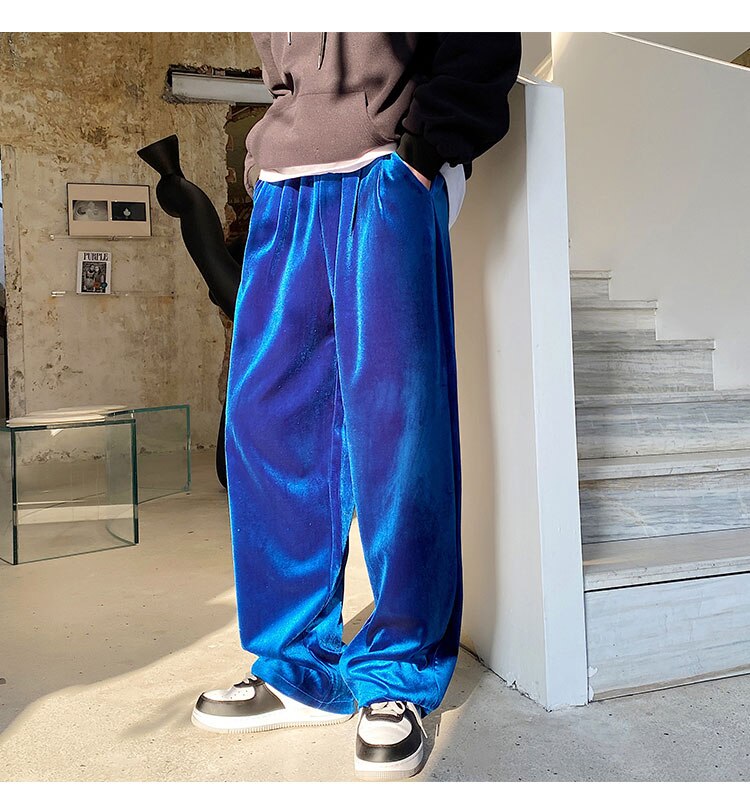 Bonsir Men Velvet Thicken Loose Casual Vintage Korean Fashion Straight Pant Man Women Streetwear Hip Hop Trousers Autumn Winter Pants