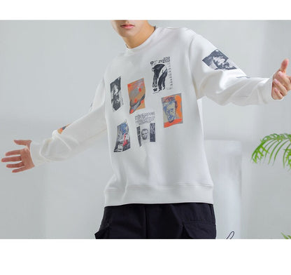 Bonsir S20019 New Arrival Men Sweatshirts Hip Hop Punk Streetwear Sport Casual Trendy Loose Digital Printing Handsome Cotton Pullovers