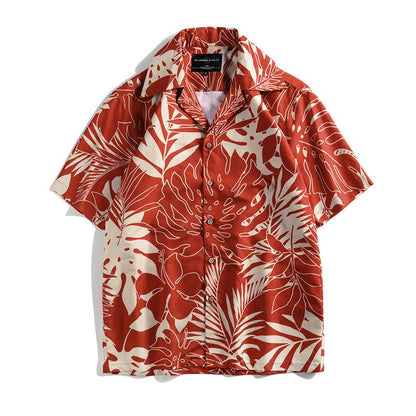 Bonsir Summer Hawaiian Shirt Literature Art Men Lapel Casual Digital Printing Loose Short Sleeves Streetwear Fashion Vacation Tops