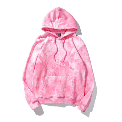 Bonsir Men Tie Dye Hooded Sweatshirts Loose Drawstring Personality Harajuku Ins Korean Style Hip Hop Casual Student Fashion Pullovers