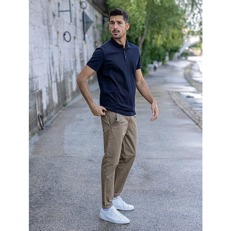 sanyamk 2022 New Fashion Clothing Solid Colour Men's polo shirt short sleeves Lapels High Quality  Slim Summer Top Plus Size 6498