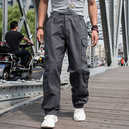 sanyamk Trendy Loose Baggy Cargo Pants Men Casual Tactical Trousers Leg Pocket Straight Pants Hiphop Harem Streetwear Clothing