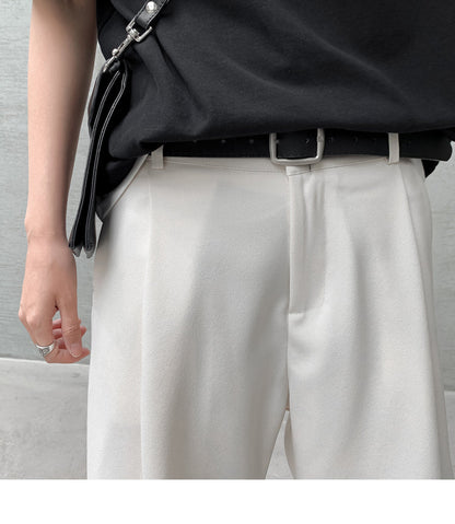 sanyamk Summer Men Shorts Straight Fit Knee-Length Short Suit Pant Solid Beige Black Summer Clothing Student Thin Casual Shorts Man