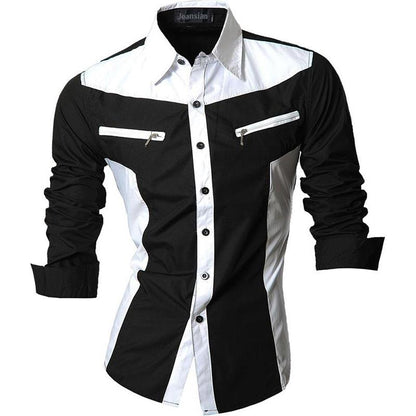 sanyamk Jeansian Men's Casual Dress Shirts Fashion Desinger Stylish Long Sleeve Slim Fit 8371 Black2