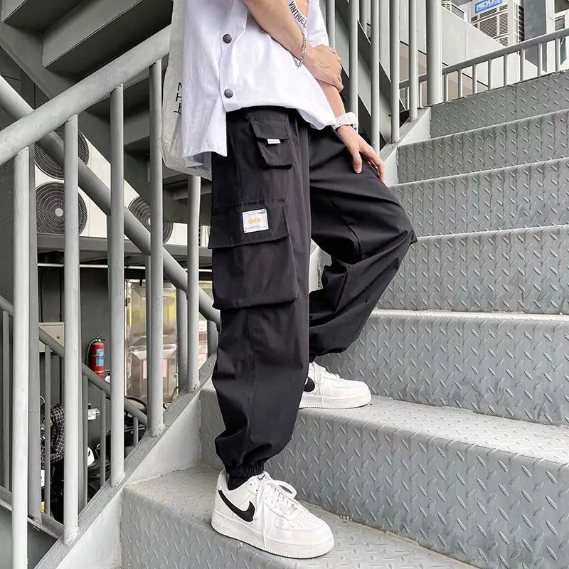 Bonsir Spring functional overalls men's high street fashion brand ins versatile loose legged pants men's trend casual pants