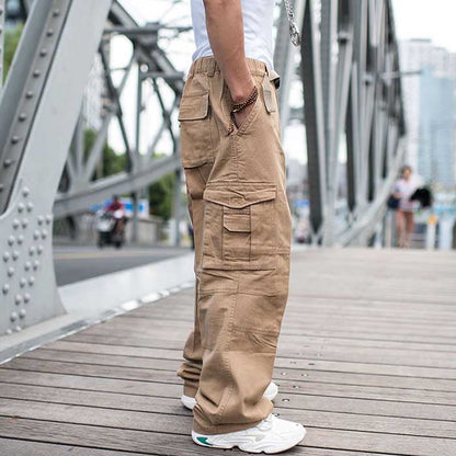 Bonsir Trendy Loose Baggy Cargo Pants Men Casual Hiphop Harem Cotton Straight Trousers Wide Leg Plus Size Streetwear Clothing