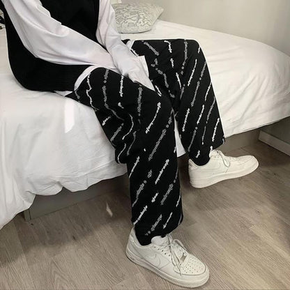 Bonsir Streetwear Wide Oversize Pants Men Harajuku Casual Sport Sweatpants Joggers Skateboard Pants Letter Ankle Length Trousers