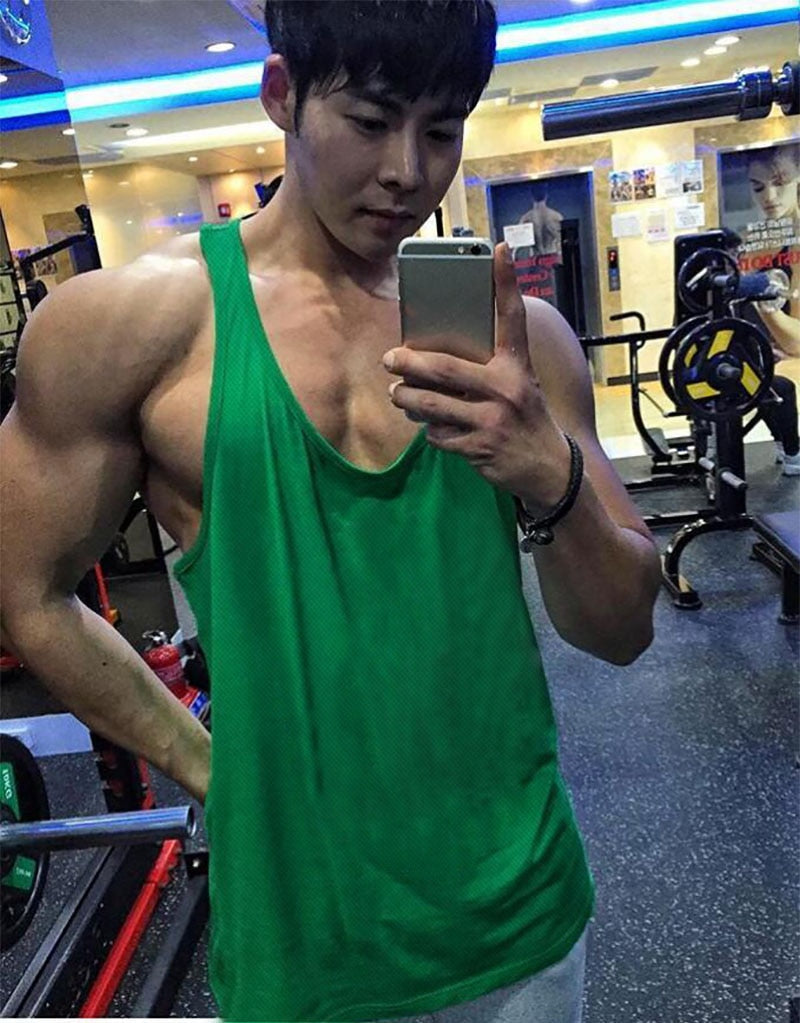 sanyamk New Brand Mens Mesh Fitness Clothing Gym Stringer Tank Top Men Bodybuilding Vest Workout Singlets Running Sleeveless Shirt