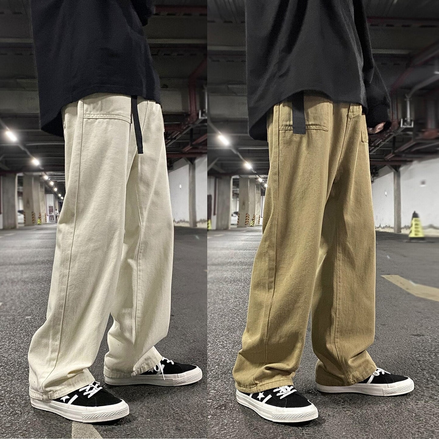 Bonsir Men Big Pocket Cargo Pants Joggers Straight Casual Loose Male Hip Hop Mopping Trousers Autumn Winter Streetwear All-match Pants