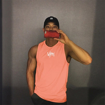 sanyamk quick-dry gyms Tank top Fitness bodybuilding sleeveless shirt Male mesh breathable Sports vest men Undershirt Gyms Running vest