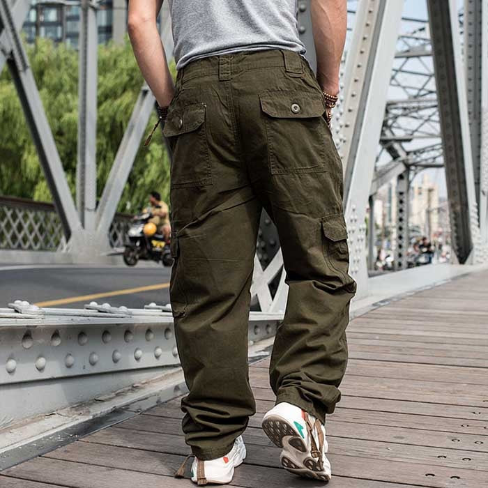 Bonsir Trendy Loose Baggy Cargo Pants Men Casual Tactical Trousers Leg Pocket Straight Pants Hiphop Harem Streetwear Clothing