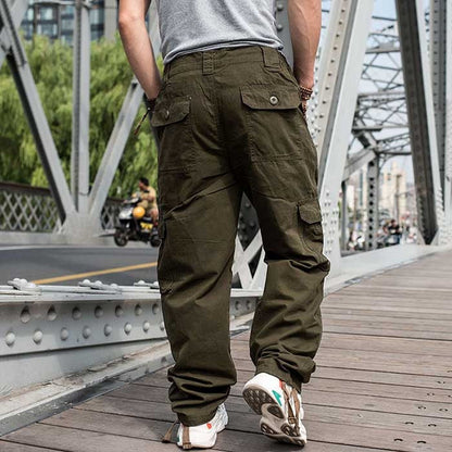 sanyamk Trendy Loose Baggy Cargo Pants Men Casual Tactical Trousers Leg Pocket Straight Pants Hiphop Harem Streetwear Clothing