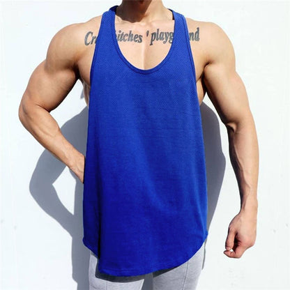 sanyamk New Brand Mens Mesh Fitness Clothing Gym Stringer Tank Top Men Bodybuilding Vest Workout Singlets Running Sleeveless Shirt