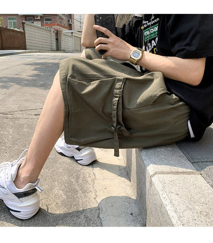 Bonsir Summer Solid Men's Cargo Shorts Mens Beach Shorts Ribbons Streetwear Casual Male Sportswear Shorts Homme Black/Khaki/Army green