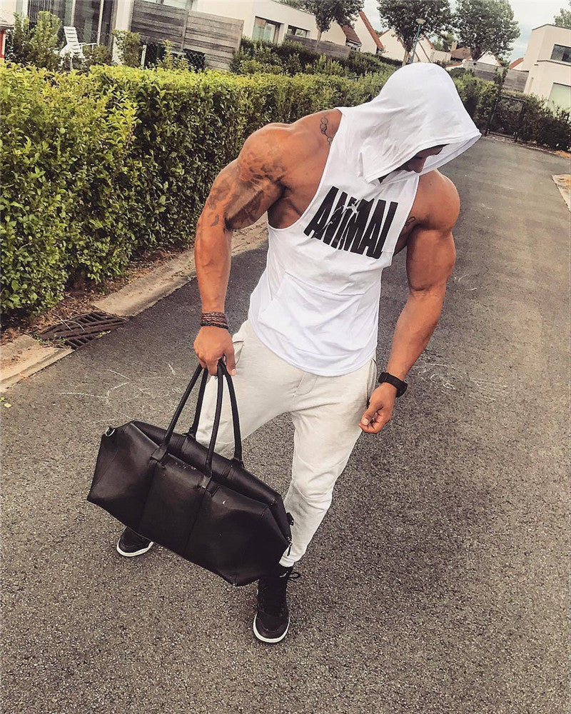 sanyamk 2022 New Male Summer sports Vest hooded Bodybuilding Tank Tops Gym Workout Fitness Cotton Sleeveless shirt men undershirt Vest