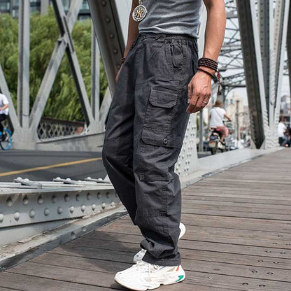 Bonsir Trendy Loose Baggy Cargo Pants Men Casual Tactical Trousers Leg Pocket Straight Pants Hiphop Harem Streetwear Clothing