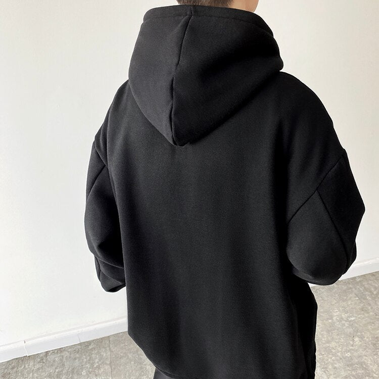 Bonsir Men Japanese Harajuku Streetwear Diablo Thick Hooded Sweatshirt Cardigan Jacket Man Women Oversize Loose Hip Hop Hoodie Coat Top