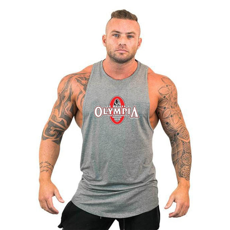 sanyamk Mens Sports Gym Brand Workout Casual Tank Top Clothing Bodybuilding Fashion Vest Muscle Fitness Singlets Sleeveless Shirt