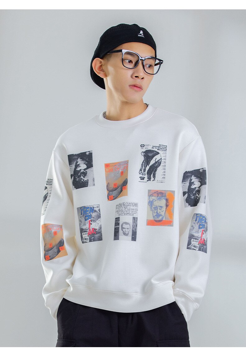 Bonsir S20019 New Arrival Men Sweatshirts Hip Hop Punk Streetwear Sport Casual Trendy Loose Digital Printing Handsome Cotton Pullovers