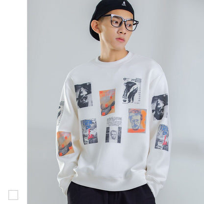 Bonsir S20019 New Arrival Men Sweatshirts Hip Hop Punk Streetwear Sport Casual Trendy Loose Digital Printing Handsome Cotton Pullovers