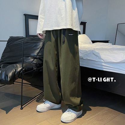 Bonsir Large Size Mens Solid Color Pants Japanese Style Casual Cargo Pants Harajuku Fashion Streetwear Hip Hop Unisex Trousers