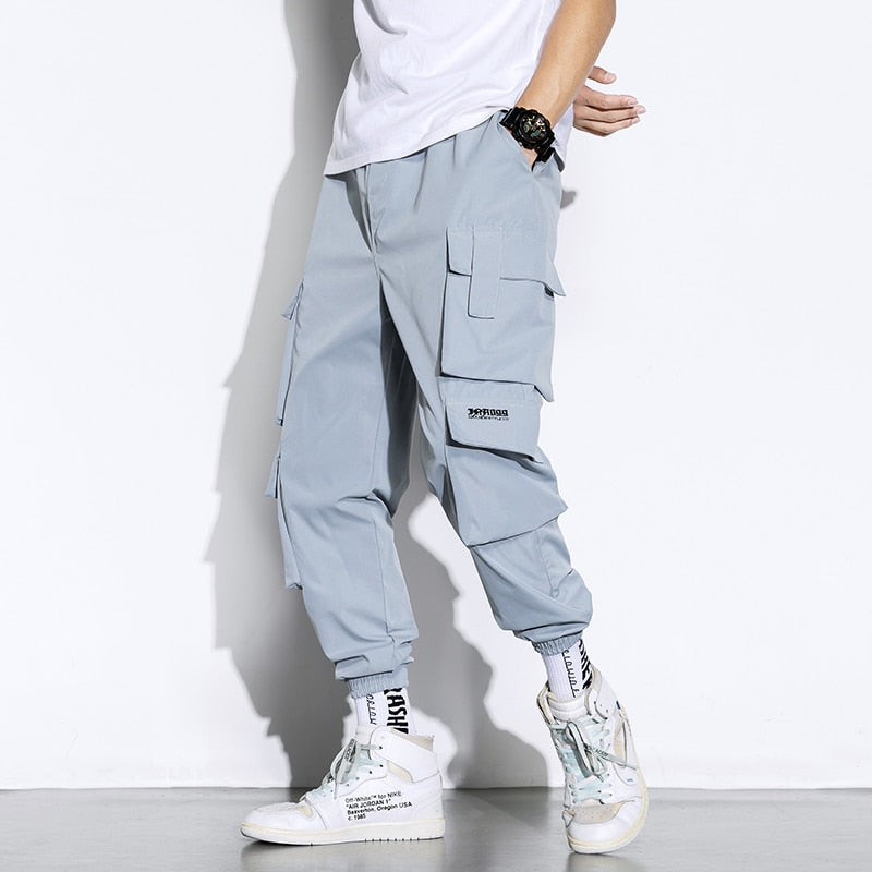 sanyamk New Streetwear Men&#39;s Multi Pockets Cargo Harem Pants Hip Hop Casual Male Track Pants Joggers Trousers Harajuku Men Pants