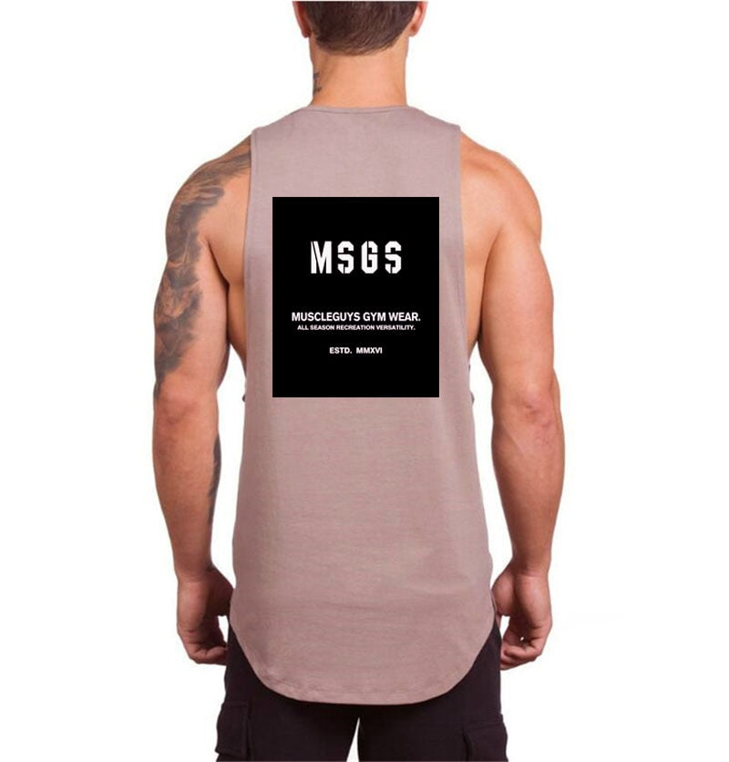 sanyamk Running shirt Gym Vest Tank Top Fitness Clothing Bodybuilding Mens Cotton Sleeveless T shirt Muscle Stringer tanktop