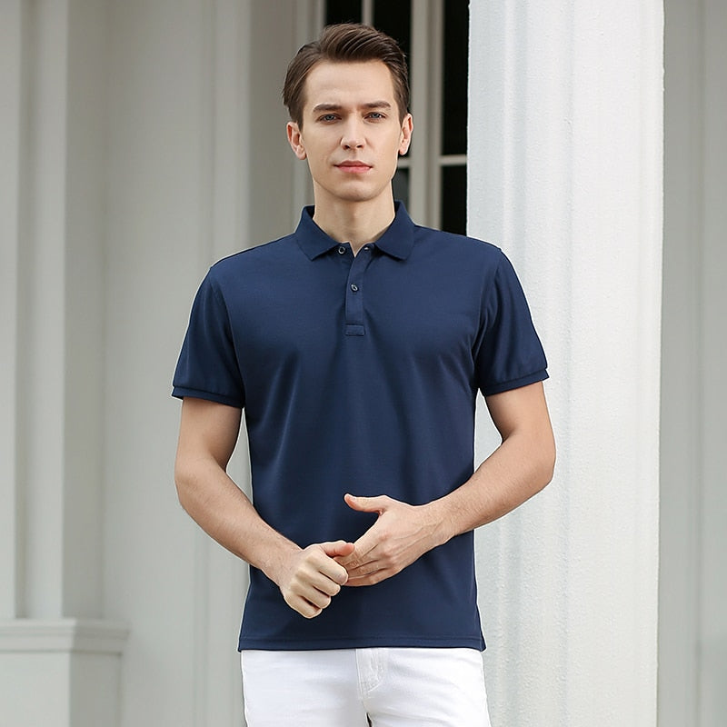 sanyamk Men 2022 Summer Brand New Business Casual Style Polo Shirts Men Short Sleeve Fashion Slim Solid Color Polo Shirt Tee Shirt Men