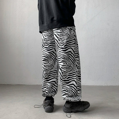 Bonsir Streetwear Black Pants Men Joggers Mens Straight Harem Pants Men Korean Hip Hop Trousers Plus Size Zebra pants