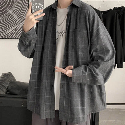 sanyamk Plaid Shirt Men's Fashion Brand Ins Casual Versatile Shirt Korean Fashion Coat Handsome Clothes